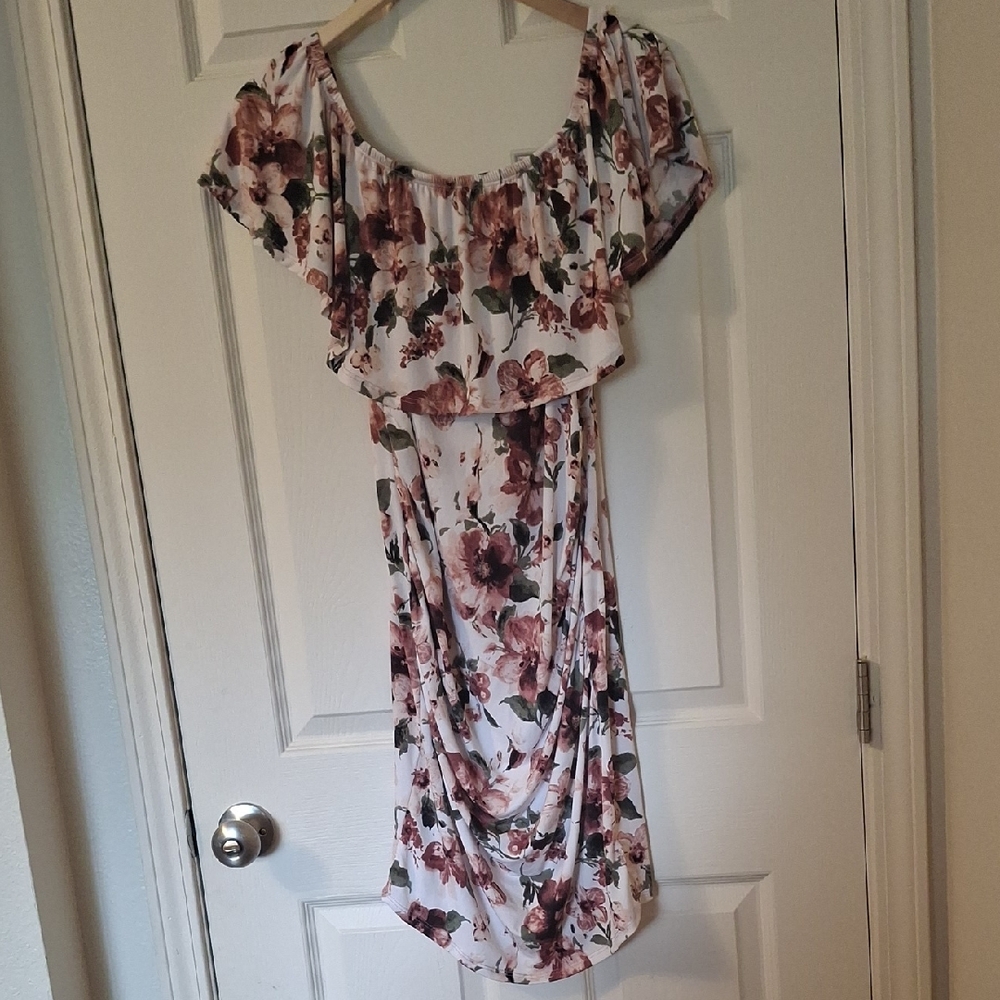Chic Floral Ruffle Midi Dress(NWOT)